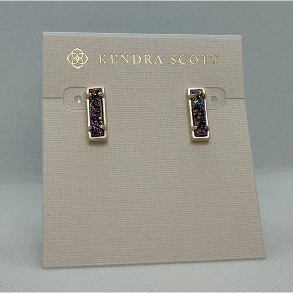 Kendra Scott Lady Matte Gold Stud Earrings In Multicolor Drusy